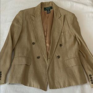 RLL Linen mix Blazer Camel Double-Breasted Blazer 10P Lux +++ made in USA